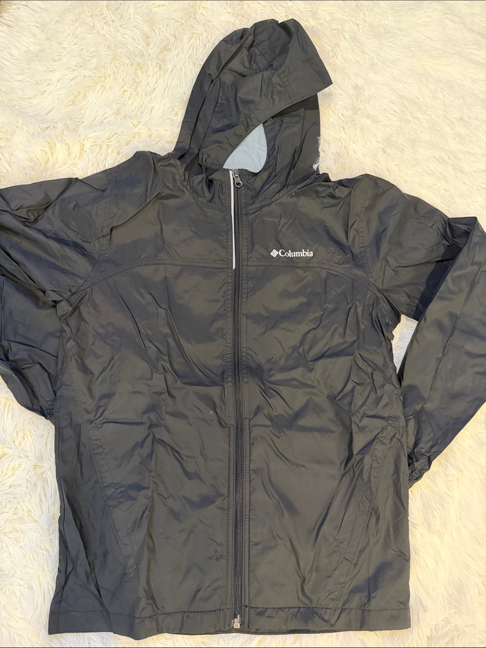 Columbia Black Hooded Windbreaker Jacket